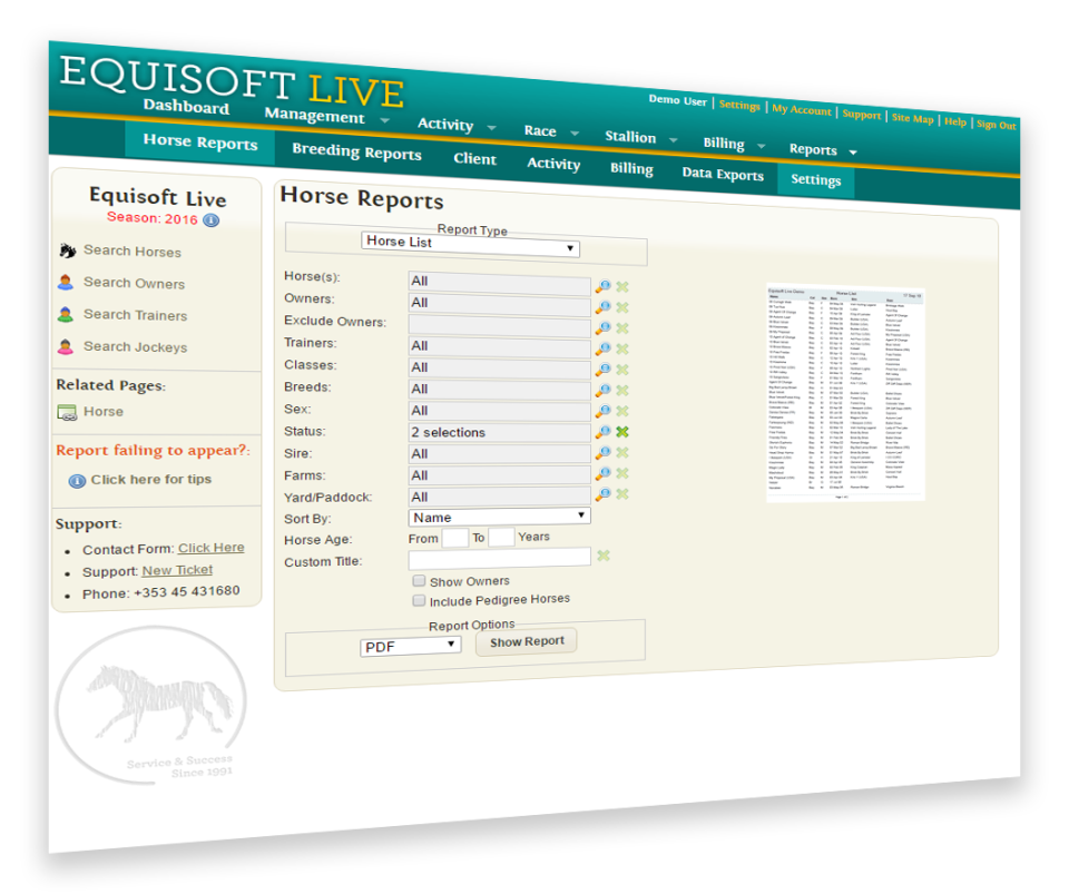 screenshot of Equisoft Live